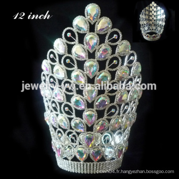 Fashion Pink Crystal Crown Grand Pageant Tiara Crown